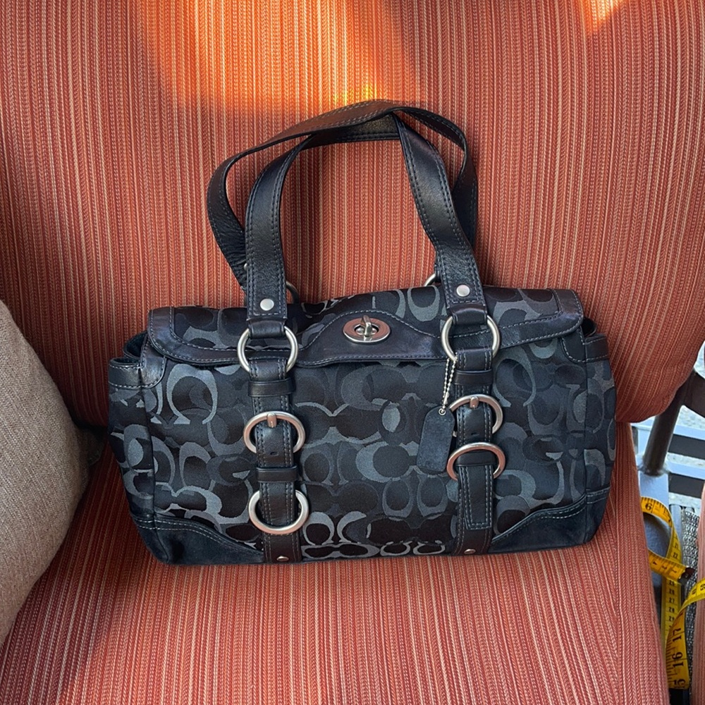 Coach black signature satchel bag